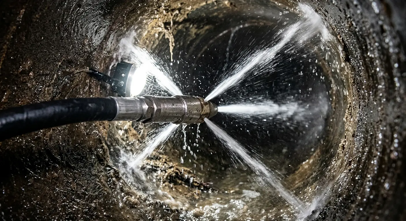 High-pressure hydro jetting nozzle cleaning sewer pipe for Sewer Line Relining in Sioux Center